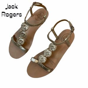 Jack Rogers Metallic Gold Buckle Sandals Size 9